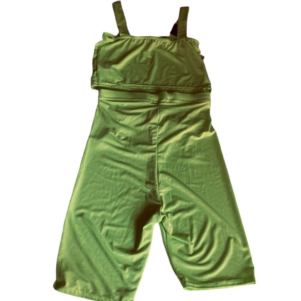 Boo Hoo 2 Piece Shorts Crop Top Womens Sz 6 Small Lime Green Buckle Detail New - Picture 11 of 11